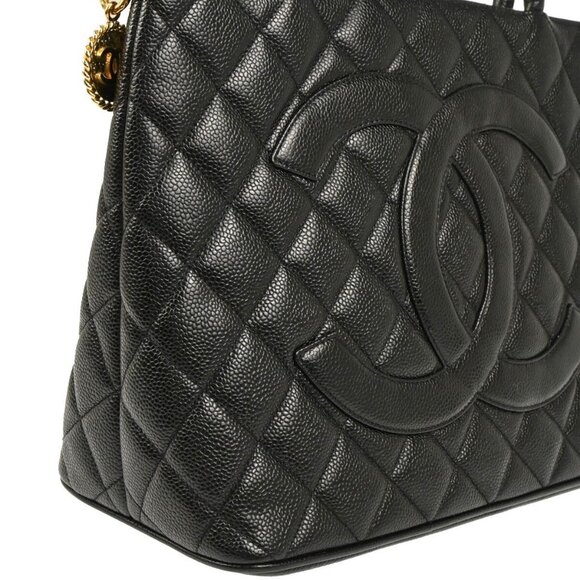 Chanel Black Calfskin Medallion Tote Handbag - Picture 11 of 12